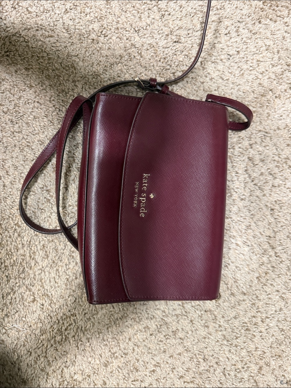 kate spade Merlot Saffiano Crossbody Bag with Gold Logo